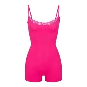 SKIMS Hot Pink Lace Trim Chemise
